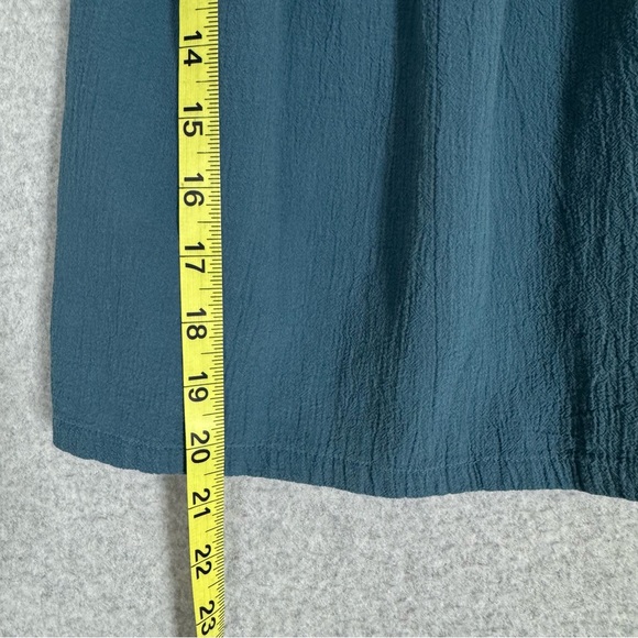 Tea Collection Dress Girl Size 4 Teal Blue Embroidered Flutter Sleeve Geometric - Picture 12 of 12